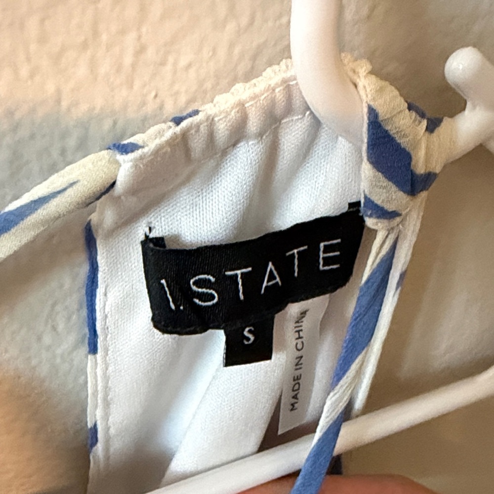 1. State Blue and White Tie-Back Halter - Picture 2 of 3